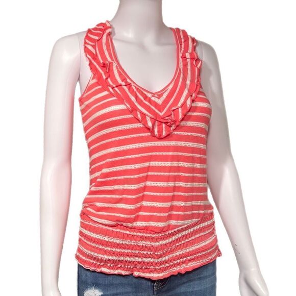 julie's closet Tops - Smocked Striped V-Neck Tank  